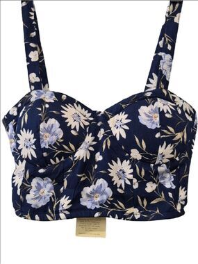 BOG Collective Navy Floral Bustier Crop Top Size XS